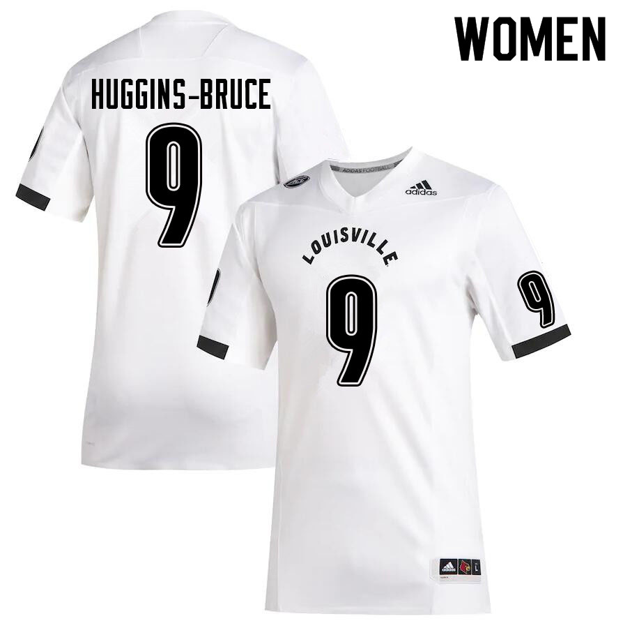 Women #9 Ahmari Huggins-Bruce Louisville Cardinals College Football Jerseys Sale-White - Click Image to Close